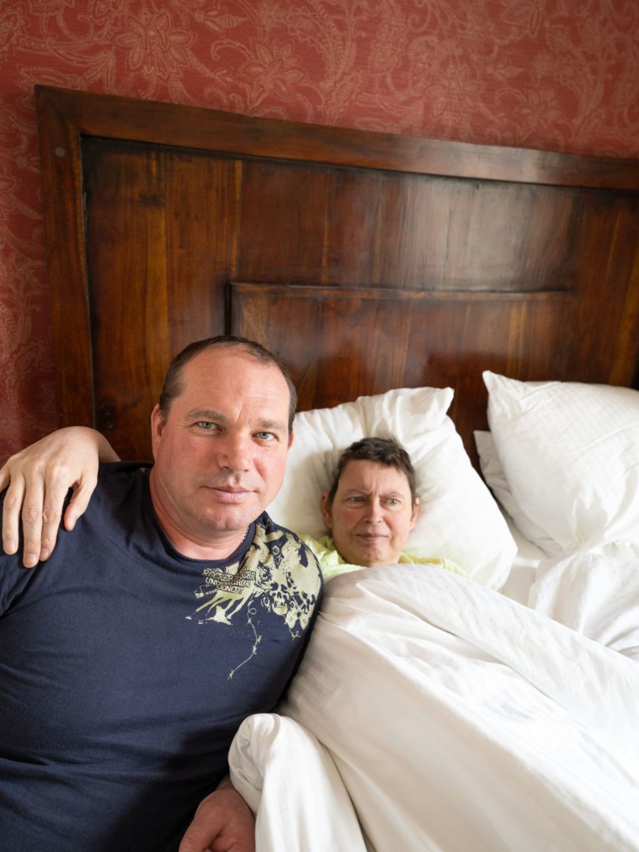 Valeriy takes care of his wife, Olesia, who suffers from severe epilepsy and mobility issues. They are from Bucza, Ukraine